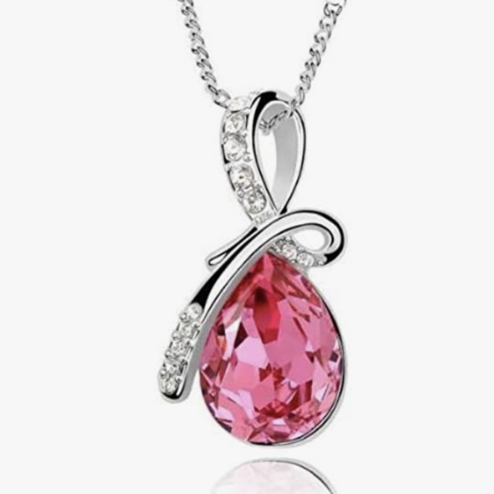 Pink crystal teardrop necklace NWT - Picture 2 of 2